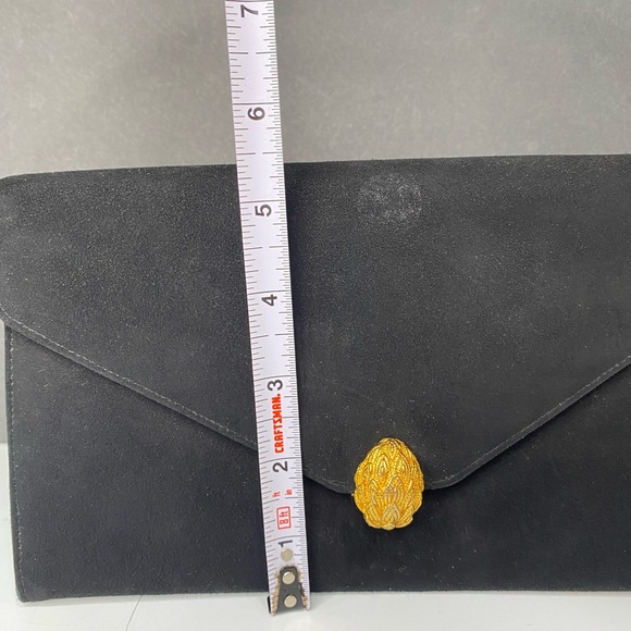 Vintage 1960's Coblentz Original Black Suede Purse Bag 9x 5.5 x2 Artichoke Clasp - Picture 9 of 14